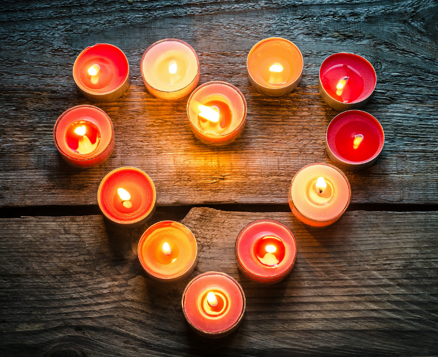 photo of candles in the shape of a heart