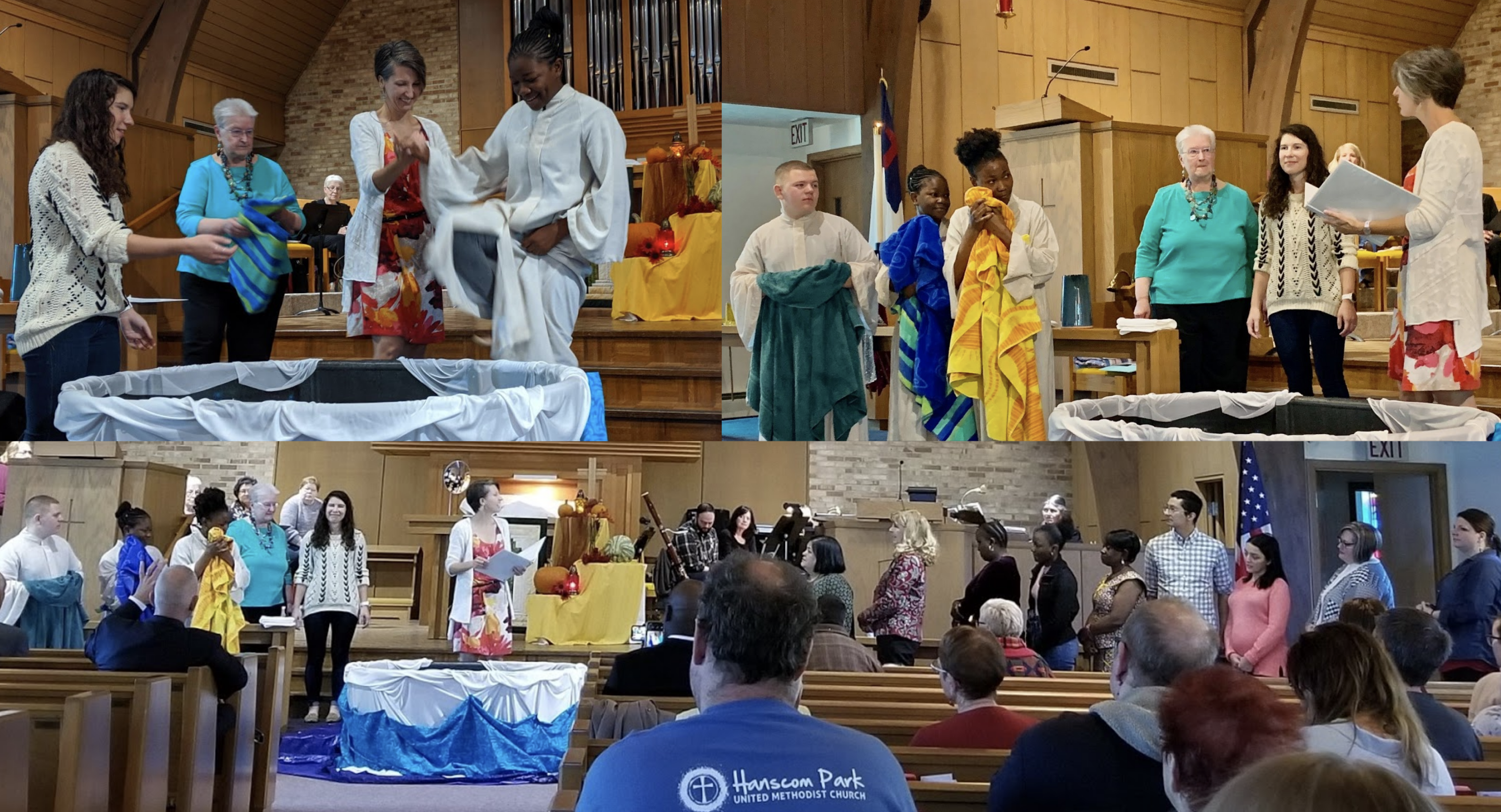 collage of baptism photos at hanscom