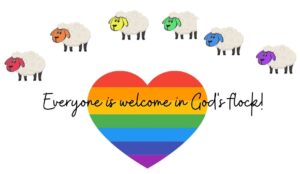 heart with rainbow colors and sheep icons