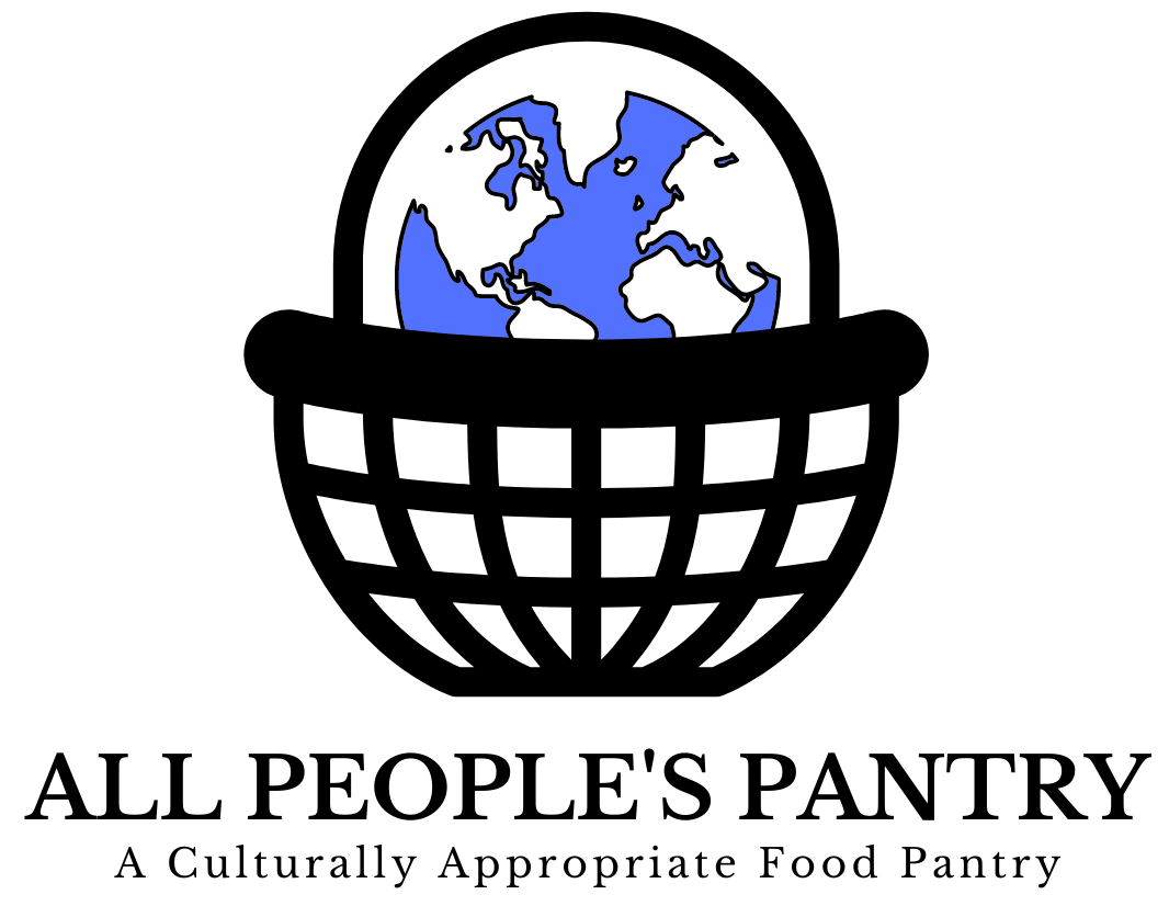 logo with globe and basket with the words all peoples pantry